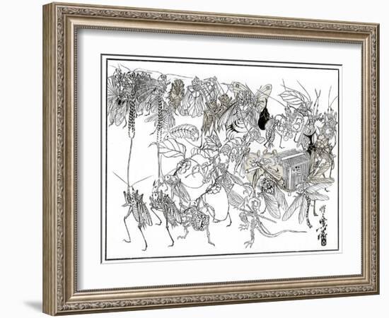 The Insect Daimio Cortege, 1878-Kiosai Kiosai-Framed Giclee Print