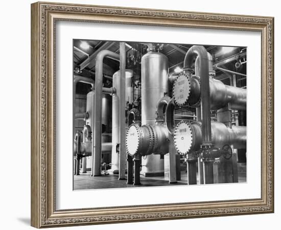 The Inside of a Gas Conservation Plant Showing Massive Pipelines-J^ R^ Eyerman-Framed Photographic Print