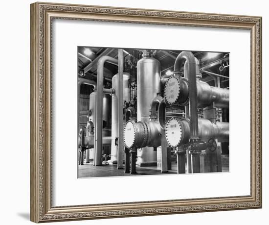 The Inside of a Gas Conservation Plant Showing Massive Pipelines-J^ R^ Eyerman-Framed Photographic Print