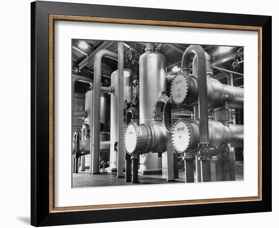 The Inside of a Gas Conservation Plant Showing Massive Pipelines-J^ R^ Eyerman-Framed Photographic Print