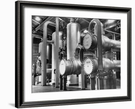 The Inside of a Gas Conservation Plant Showing Massive Pipelines-J^ R^ Eyerman-Framed Photographic Print