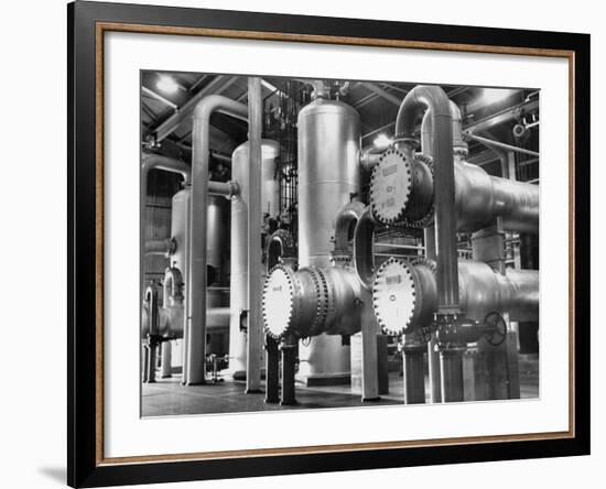 The Inside of a Gas Conservation Plant Showing Massive Pipelines-J^ R^ Eyerman-Framed Photographic Print