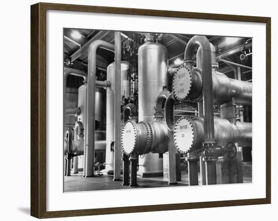 The Inside of a Gas Conservation Plant Showing Massive Pipelines-J^ R^ Eyerman-Framed Photographic Print