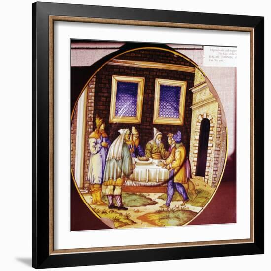 The Institution of Passover, Italian Earthenware plate from Urbino, c1540-1545-Unknown-Framed Giclee Print