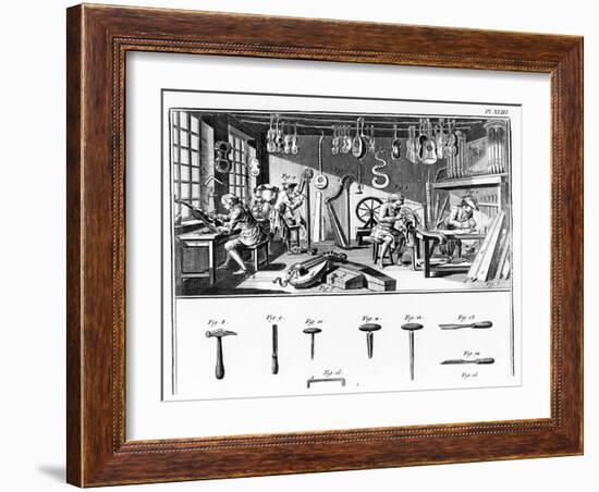 The Instrument Maker's Workshop, Plate Xviii from the 'Encyclopedia' by Denis Diderot (1713-84)…-Robert Benard-Framed Giclee Print