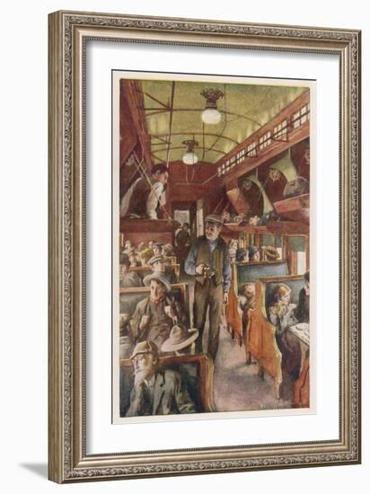 The Interior of a Canadian Pacific Railway Coach, Filled with Settlers Travelling West-null-Framed Art Print