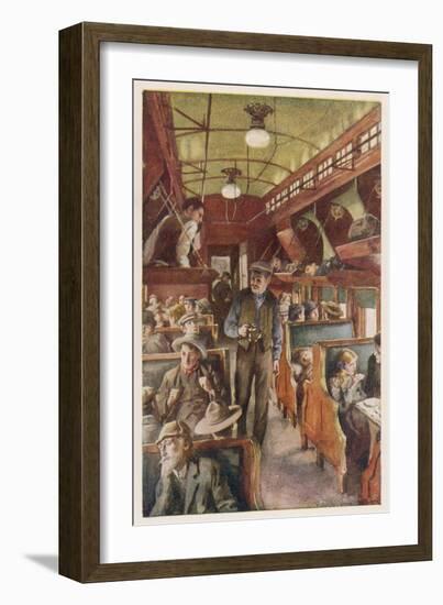 The Interior of a Canadian Pacific Railway Coach, Filled with Settlers Travelling West-null-Framed Art Print