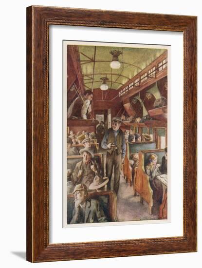 The Interior of a Canadian Pacific Railway Coach, Filled with Settlers Travelling West-null-Framed Art Print