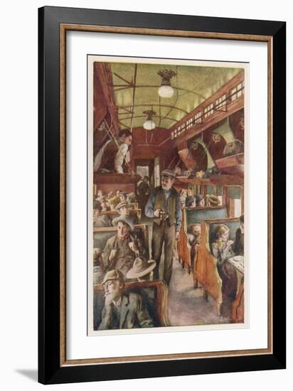 The Interior of a Canadian Pacific Railway Coach, Filled with Settlers Travelling West-null-Framed Art Print