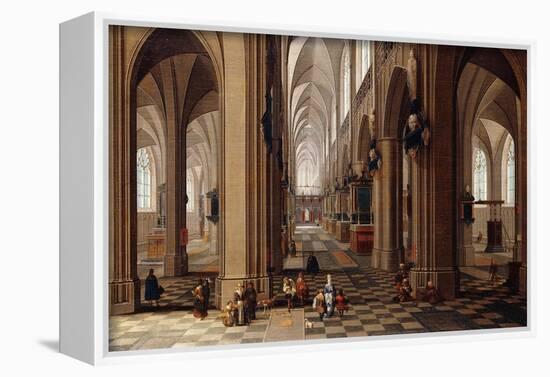 The Interior of a Gothic Cathedral with Townsfolk and Pigrims-Pieter Neeffs, the Elder-Framed Giclee Print