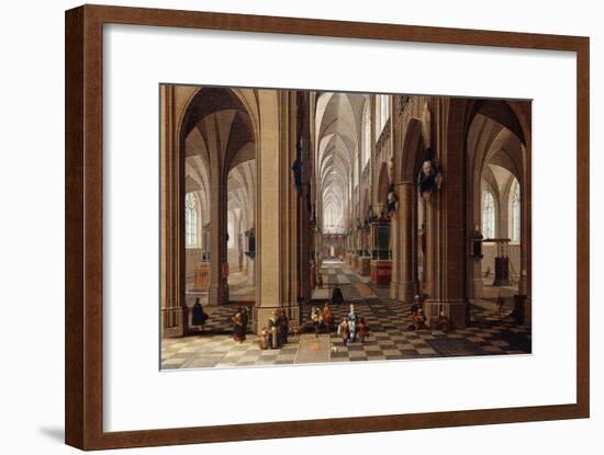 The Interior of a Gothic Cathedral with Townsfolk and Pigrims-Pieter Neeffs, the Elder-Framed Giclee Print