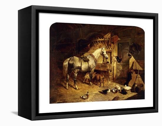 The Interior of a Stable with a Dapple Grey Horse, Ducks, Goats, and a Cockerel by a Manger-John Frederick Herring I-Framed Premier Image Canvas