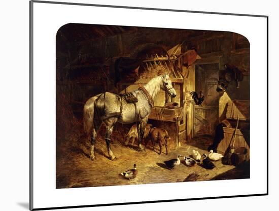 The Interior of a Stable with a Dapple Grey Horse, Ducks, Goats, and a Cockerel by a Manger-John Frederick Herring I-Mounted Giclee Print