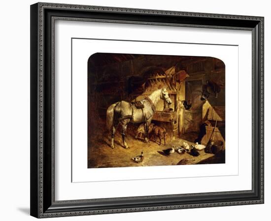 The Interior of a Stable with a Dapple Grey Horse, Ducks, Goats, and a Cockerel by a Manger-John Frederick Herring I-Framed Giclee Print