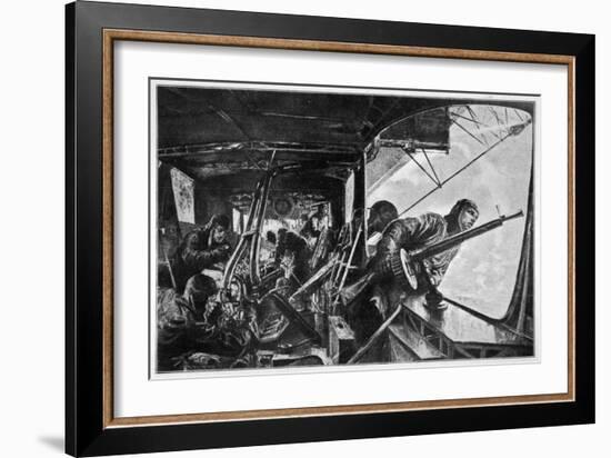 The Interior of a Zeppelin in the Course of a Bombing Raid on England-null-Framed Art Print