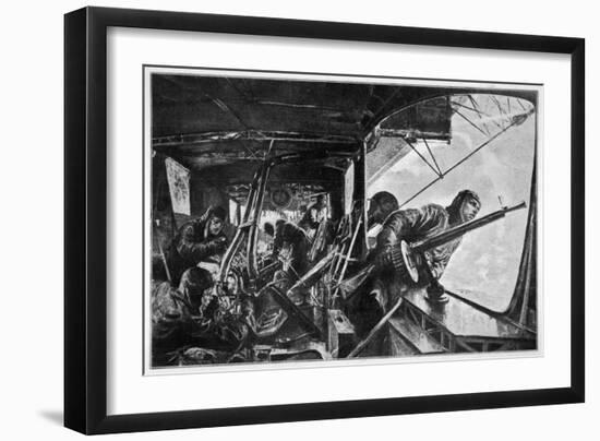 The Interior of a Zeppelin in the Course of a Bombing Raid on England-null-Framed Art Print