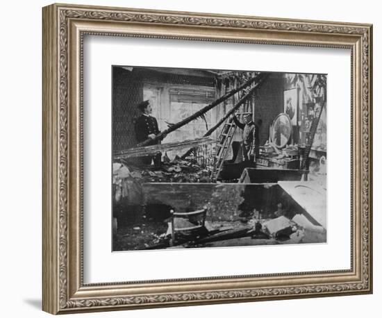 'The interior of one of the wrecked houses in Southend', 1915-Unknown-Framed Photographic Print