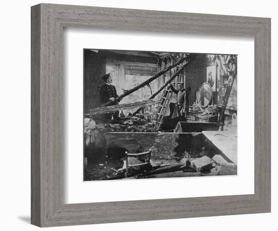 'The interior of one of the wrecked houses in Southend', 1915-Unknown-Framed Photographic Print