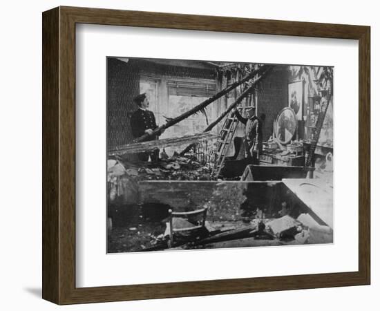 'The interior of one of the wrecked houses in Southend', 1915-Unknown-Framed Photographic Print