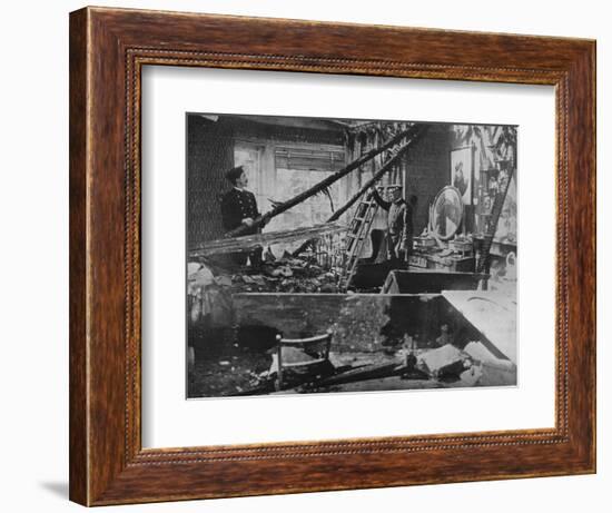 'The interior of one of the wrecked houses in Southend', 1915-Unknown-Framed Photographic Print