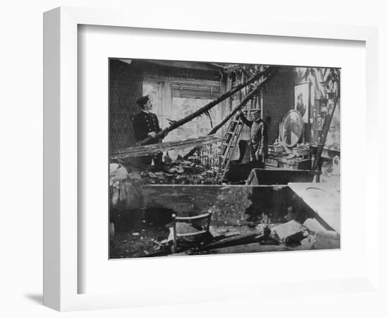 'The interior of one of the wrecked houses in Southend', 1915-Unknown-Framed Photographic Print