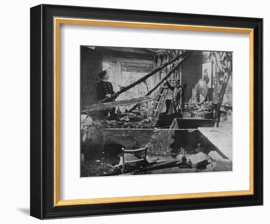 'The interior of one of the wrecked houses in Southend', 1915-Unknown-Framed Photographic Print