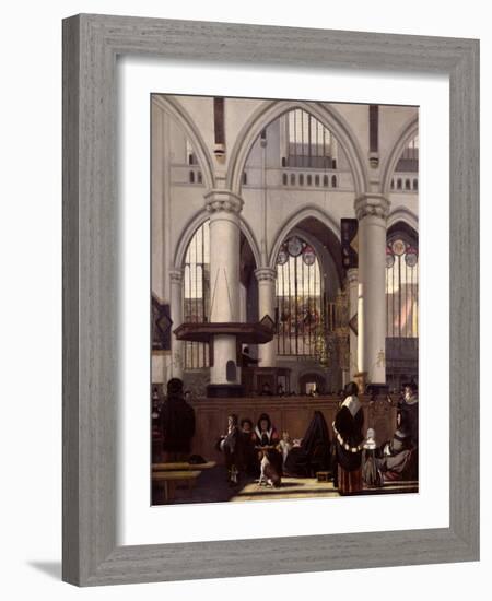 The Interior of Oude Kerk, Amsterdam, c.1660-Emanuel de Witte-Framed Giclee Print