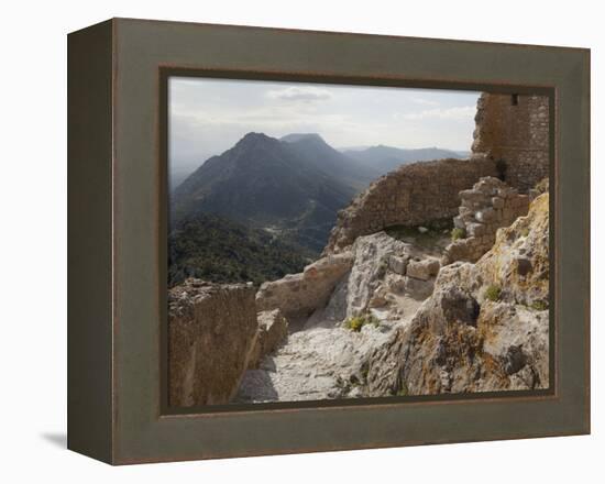 The Interior of the Cathar Castle of Queribus in Languedoc-Roussillon, France, Europe-David Clapp-Framed Premier Image Canvas