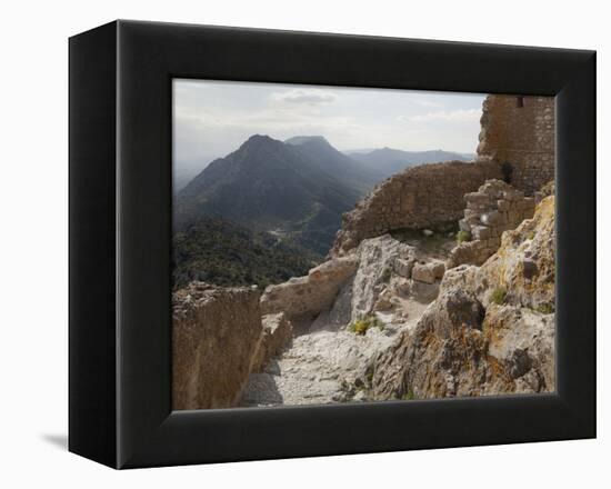 The Interior of the Cathar Castle of Queribus in Languedoc-Roussillon, France, Europe-David Clapp-Framed Premier Image Canvas