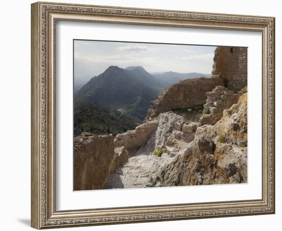 The Interior of the Cathar Castle of Queribus in Languedoc-Roussillon, France, Europe-David Clapp-Framed Photographic Print