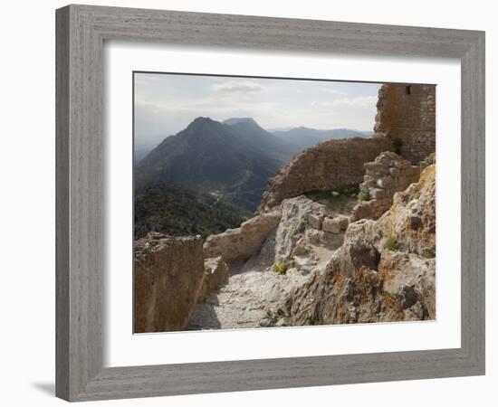 The Interior of the Cathar Castle of Queribus in Languedoc-Roussillon, France, Europe-David Clapp-Framed Photographic Print