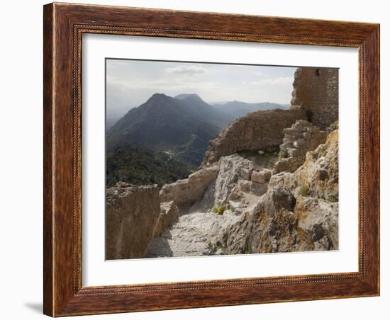 The Interior of the Cathar Castle of Queribus in Languedoc-Roussillon, France, Europe-David Clapp-Framed Photographic Print