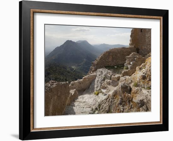 The Interior of the Cathar Castle of Queribus in Languedoc-Roussillon, France, Europe-David Clapp-Framed Photographic Print