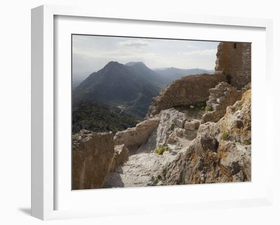 The Interior of the Cathar Castle of Queribus in Languedoc-Roussillon, France, Europe-David Clapp-Framed Photographic Print