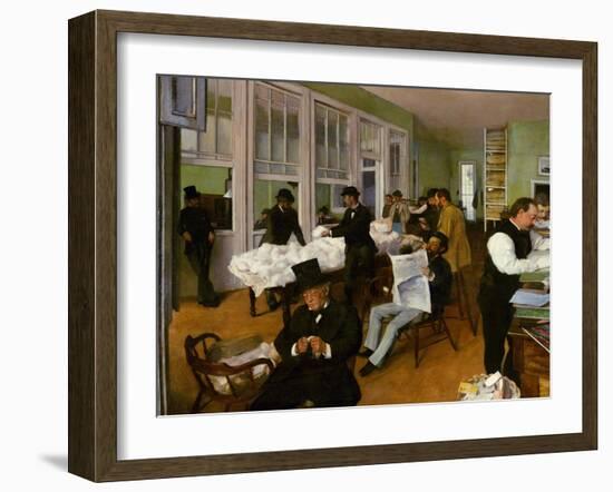 The Interior of the Cotton Bureau in New Orleans, 1873-Edgar Degas-Framed Giclee Print