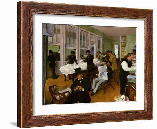 The Interior of the Cotton Bureau in New Orleans, 1873-Edgar Degas-Framed Giclee Print