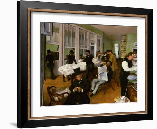 The Interior of the Cotton Bureau in New Orleans, 1873-Edgar Degas-Framed Giclee Print