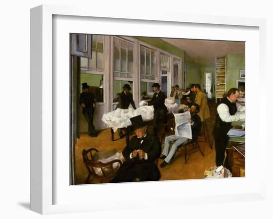 The Interior of the Cotton Bureau in New Orleans, 1873-Edgar Degas-Framed Giclee Print