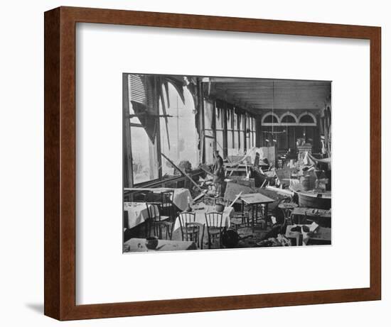 'The interior of the Grand Hotel, showing the damage done by the bombardment', 1914-Unknown-Framed Photographic Print