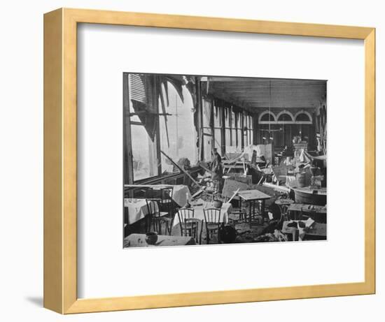 'The interior of the Grand Hotel, showing the damage done by the bombardment', 1914-Unknown-Framed Photographic Print