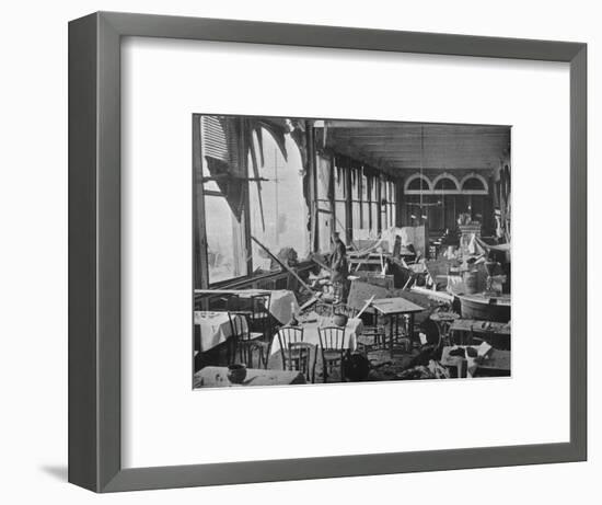 'The interior of the Grand Hotel, showing the damage done by the bombardment', 1914-Unknown-Framed Photographic Print