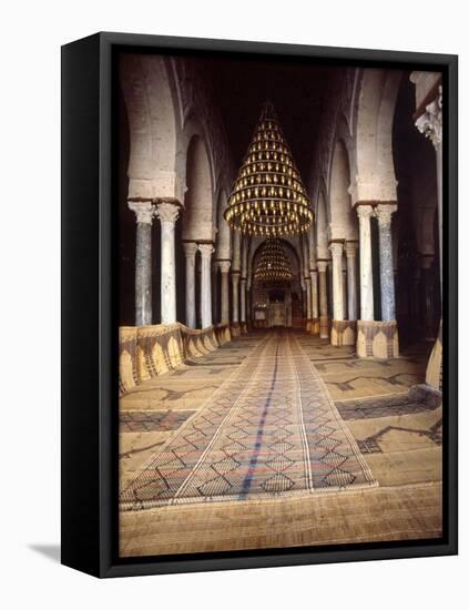 The interior of the Great Mosque at Kairouan-Werner Forman-Framed Premier Image Canvas