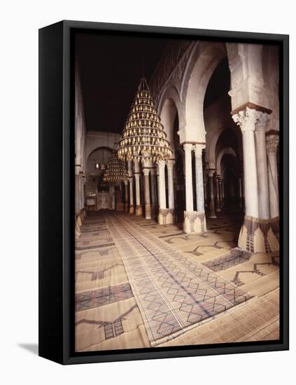 The interior of the Great Mosque at Kairouan-Werner Forman-Framed Premier Image Canvas