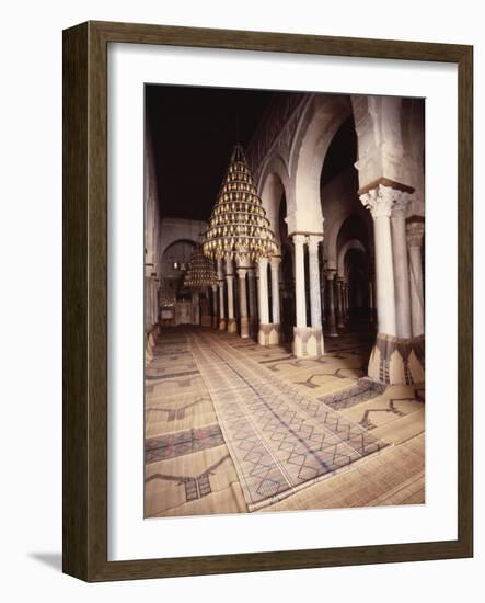 The interior of the Great Mosque at Kairouan-Werner Forman-Framed Giclee Print