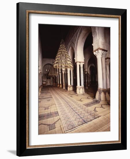 The interior of the Great Mosque at Kairouan-Werner Forman-Framed Giclee Print