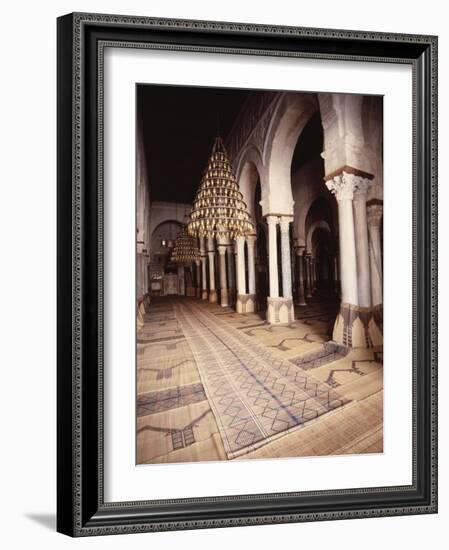 The interior of the Great Mosque at Kairouan-Werner Forman-Framed Giclee Print