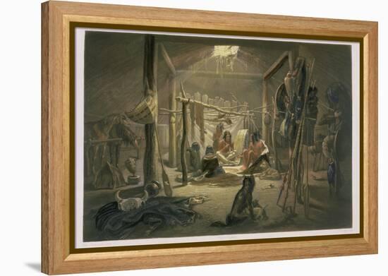 The Interior of the Hut of a Mandan Chief, Plate 19-Karl Bodmer-Framed Premier Image Canvas