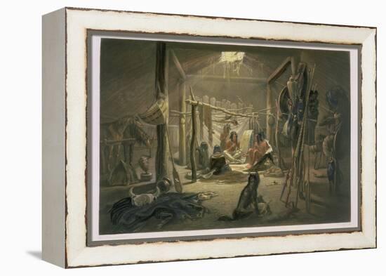 The Interior of the Hut of a Mandan Chief, Plate 19-Karl Bodmer-Framed Premier Image Canvas