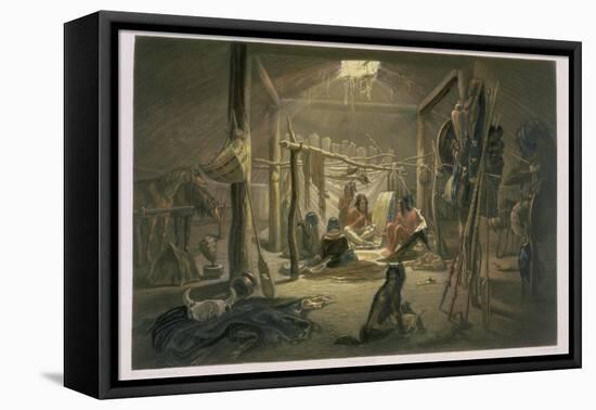 The Interior of the Hut of a Mandan Chief, Plate 19-Karl Bodmer-Framed Premier Image Canvas