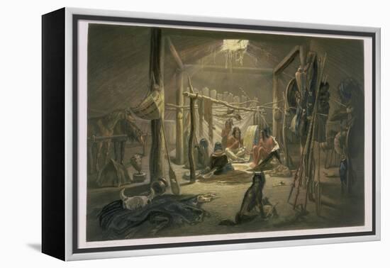 The Interior of the Hut of a Mandan Chief, Plate 19-Karl Bodmer-Framed Premier Image Canvas